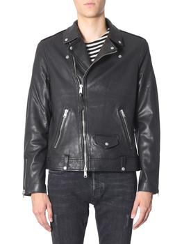 推荐Allsaints Men's  Black Leather Outerwear Jacket商品