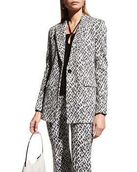 ROSETTA GETTY, ROSETTA GETTY | Crosshatch-Print Peak Lapel Jacket商品图片 2.4折