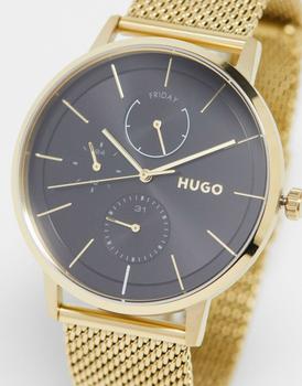 推荐Hugo Boss Exist mesh strap watch in gold商品
