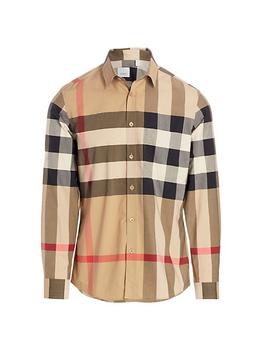 Burberry | Somerton Check Cotton Long-Sleeve Shirt商品图片,