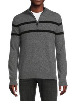 Saks Fifth Avenue | Striped Cashmere Zip Up Pullover商品图片,6.9折