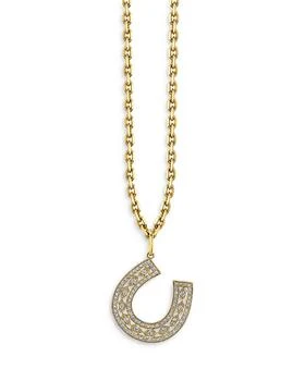 Sydney Evan | 14K Yellow Gold Marquise Eye Diamond Pavé Horseshoe Charm Necklace, 16",商家Bloomingdale's,价格¥22989