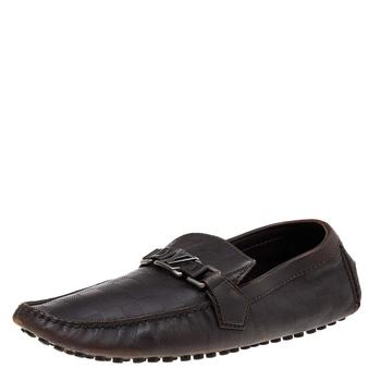 路易威登男鞋正品, [二手商品] Louis Vuitton | Louis Vuitton Dark Brown Damier Embossed Leather Hockenheim Slip On Loafers Size 43.5商品图片 
