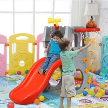 Hivvago | 5 in 1 Toddler Climber Slide Playset with Basketball Hoop and Telescope,商家Premium Outlets,价格¥1176