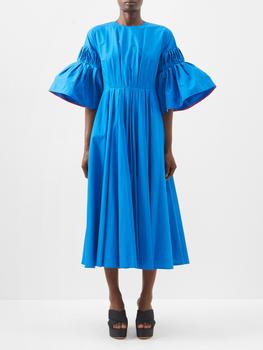 ROKSANDA, ROKSANDA | Iosefena gathered-sleeve cotton midi dress商品图片 