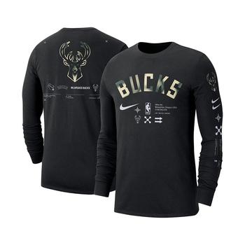 商品Men's Black Milwaukee Bucks Essential Air Traffic Control Long Sleeve T-shirt图片