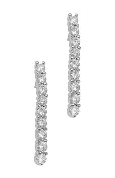 product White Rhodium Plated Rhinestone Tennis Drop Earrings image
