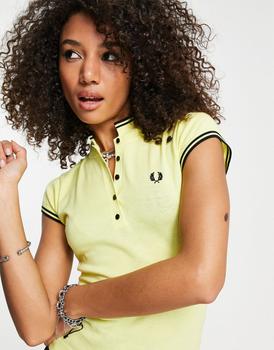 Fred Perry | Fred Perry X Amy Winehouse high neck polo top in yellow商品图片,7折