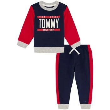 Tommy Hilfiger | Baby Boys Colorblock Logo Crewneck Sweatsuit, 2 Piece Set 