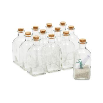商品6 oz Clear Glass Bottles with Corks, Vintage Potion Vases for Flowers, Crafts, Decor (12 Pack)图片