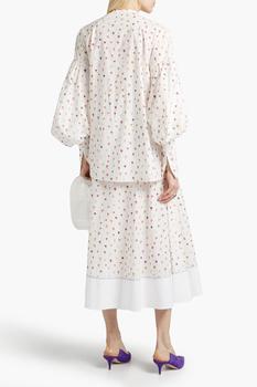 推荐Gathered floral-print cotton-poplin blouse商品