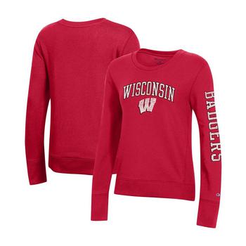 CHAMPION | Women's Red Wisconsin Badgers University 2.0 Fleece Sweatshirt商品图片,