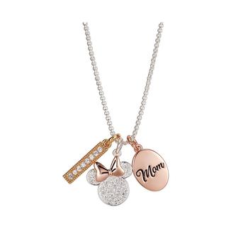 Disney | Silver Plated "Mom You Are Bowtiful" Clear Crystal Minnie Mouse Charm Necklace, 16"+2" Extender商品图片,3.5折