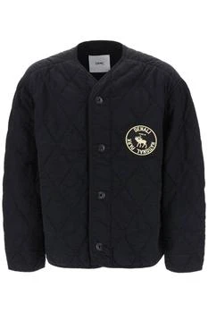 推荐Oamc 'denali' quilted jacket with print and embroidery at back商品