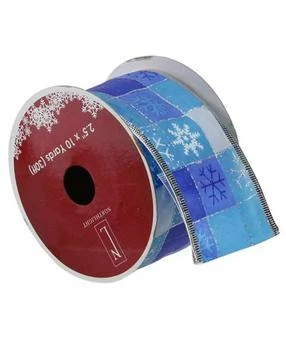 Northlight | Squares of Blue Snowflake Wired Christmas Craft Ribbon 2.5" x 10 Yards,商家Macy's,价格¥68
