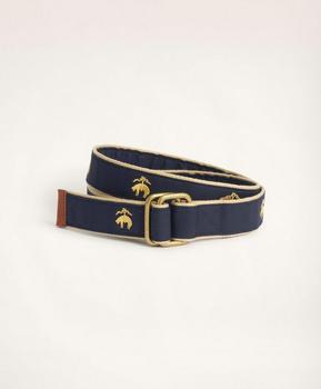 Brooks Brothers | Embroidered Leather Tab D-Ring Belt商品图片,