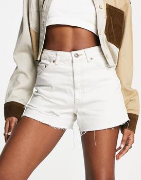 Topshop | Topshop a-line mom shorts with rips in white商品图片,额外9.5折, 额外九五折