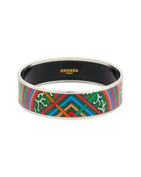 美国爱马仕手镯, [二手商品] Hermes | Hermes Palladium Plated Du Vent L Folk Painted Enamel Bangle (Authentic商品图片 