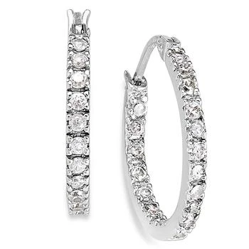 Giani Bernini | Small Sterling Silver Earrings, Cubic Zirconia Hoop Earrings, 0.6", (3/4 ct. t.w.),商家Macy's,价格¥499