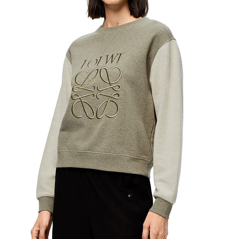 Loewe | 【预售3-7天】LOEWE/罗意威 22年春夏新款 女士旧军绿色纯棉同色Logo刺绣卫衣S359341XA8-4640商品图片,8折×额外9.5折, 包邮包税, 额外九五折