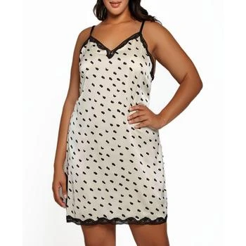 iCollection | Plus Size Nadia Polka Dot and Lace Trim Chemise Lingerie,商家Macy's,价格¥394