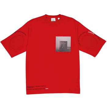 巴宝莉t恤真假, Burberry | Carrick Ladies Bright Red Cut-out Detail Montage Print Oversized T-shirt商品图片 6.9折