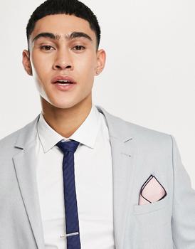 ASOS | ASOS DESIGN skinny tie in navy design with pink pocket square商品图片,6折×额外8折x额外9.5折, 独家减免邮费, 额外八折, 额外九五折