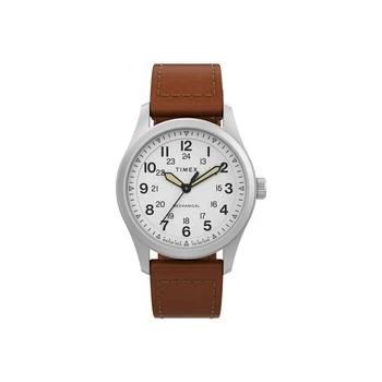 推荐Men's Mechanical Hand Wind Brown Leather Strap Watch 38 mm商品