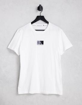 Calvin Klein | Calvin Klein Jeans small center box logo t-shirt in white商品图片,额外9.5折, 额外九五折
