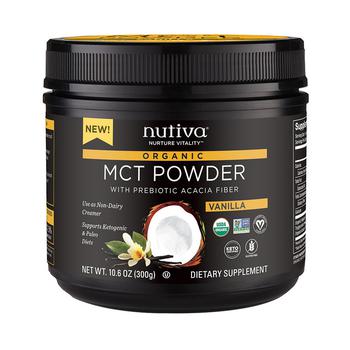 商品Nutiva Organic MCT Powder with Prebiotic Acacia Fiber, Vanilla, 10.6 Oz图片