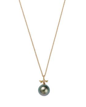 商品18K Yellow Gold, Black Pearl & Diamond Twig Pendant Necklace, 32",商家Bloomingdale's,价格¥7682图片