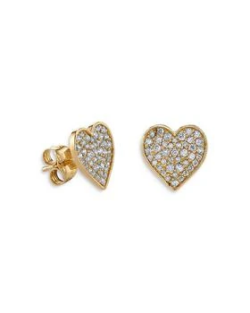 Sydney Evan | 14K Yellow Gold Diamond Heart Mini Stud Earrings,商家Bloomingdale's,价格¥12462