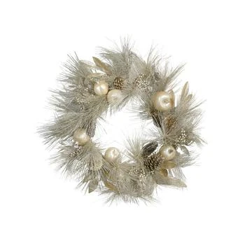 Northlight | Unlit Champagne Gold Tone Pomegranate and Apple Pine Needle Christmas Wreath,商家Macy's,价格¥846