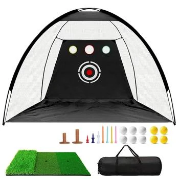 Global Bazaar | 10x7FT Golf Practice Net with Tri-Turf Mat & Balls,商家Premium Outlets,价格¥1263
