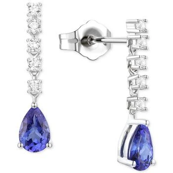 Macy's | Tanzanite (3/4 ct. t.w.) & Diamond (1/5 ct. t.w.) Chain Pear Drop Earrings in 14k White Gold,商家Macy's,价格¥4864