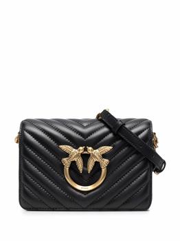 pinko邮差包手提包, PINKO | PINKO logo-plaque quilted leather satchel bag商品图片 7.6折