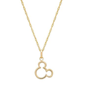 Disney | Children's Mickey Mouse Silhouette 15" Pendant Necklace in 14k Gold商品图片,2.5折