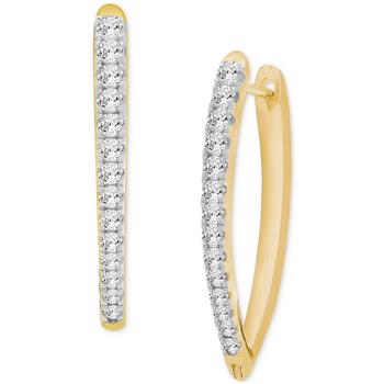 商品Macy's | Diamond Pointed Hoop Earrings (1/2 ct. t.w.) in Sterling Silver & 14k Gold-Plate,商家Macy's,价格¥4017图片