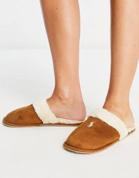推荐Polo Ralph Lauren summit scruff II mule slipper in tan and cream商品