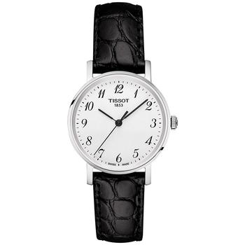Tissot | Women's Swiss Everytime Black Leather Strap Watch 30mm T1092101603200商品图片,