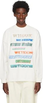 We11done | White Graphic Long Sleeve T-Shirt 3.3折, 独家减免邮费