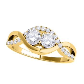 商品Maulijewels | 0.75 Carat White Diamond ( I-J/ I2 I3 ) 14K Solid Yellow Gold Two Stone Wedding Engagement Ring For Women,商家Jomashop,价格¥6755图片