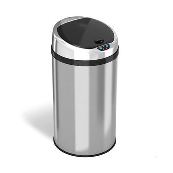 商品iTouchless 8 Gallon Round Sensor Trash Can with Deodorizer, Stainless Steel图片