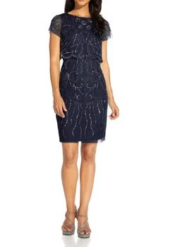 Adrianna Papell | Womens Beaded Midi Cocktail and Party Dress 2折起