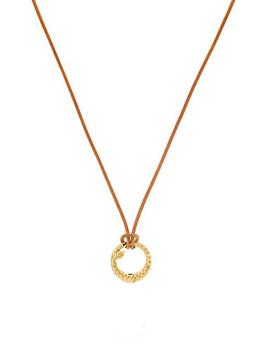 商品18K Yellow Gold & Leather Snake Charm Necklace图片