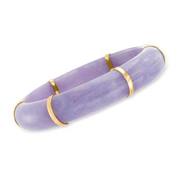 商品Ross-Simons Purple Jade Bangle Bracelet With 14kt Yellow Gold图片