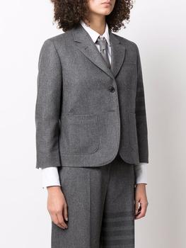 推荐THOM BROWNE WOMEN CROPPED SACK PATCH POCKET SPORT COAT W/ ENGINEERED TONAL 4 BAR IN FLANNEL商品