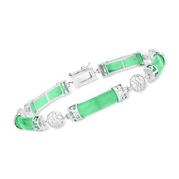 商品Ross-Simons | Ross-Simons Jade "Good Fortune" Section Bracelet in Sterling Silver,商家Premium Outlets,价格¥709图片