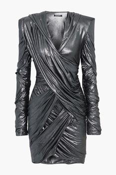 Balmain是什么牌子, Balmain | Draped stretch-lamé mini dress商品图片 2.9折