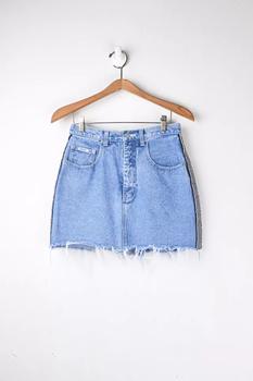 Urban Outfitters | Vintage Y2k Revolt Striped Mid Wash Denim Mini Skirt商品图片,